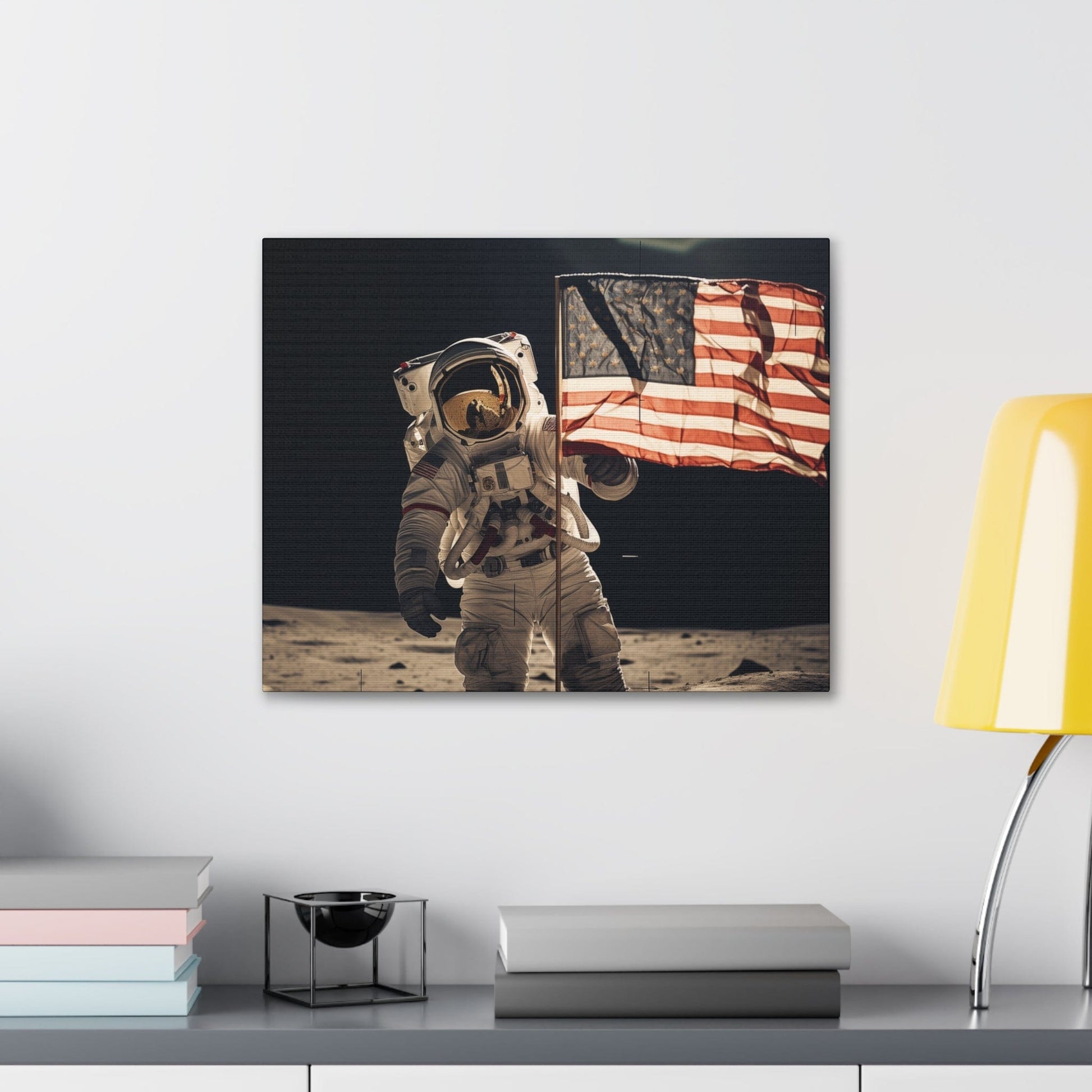 Canvas Astronaut Moon Flag Planting Canvas