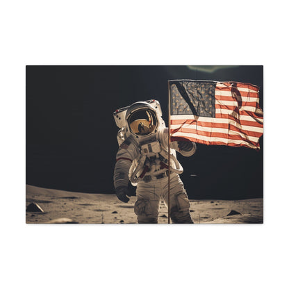 Canvas Astronaut Moon Flag Planting Canvas