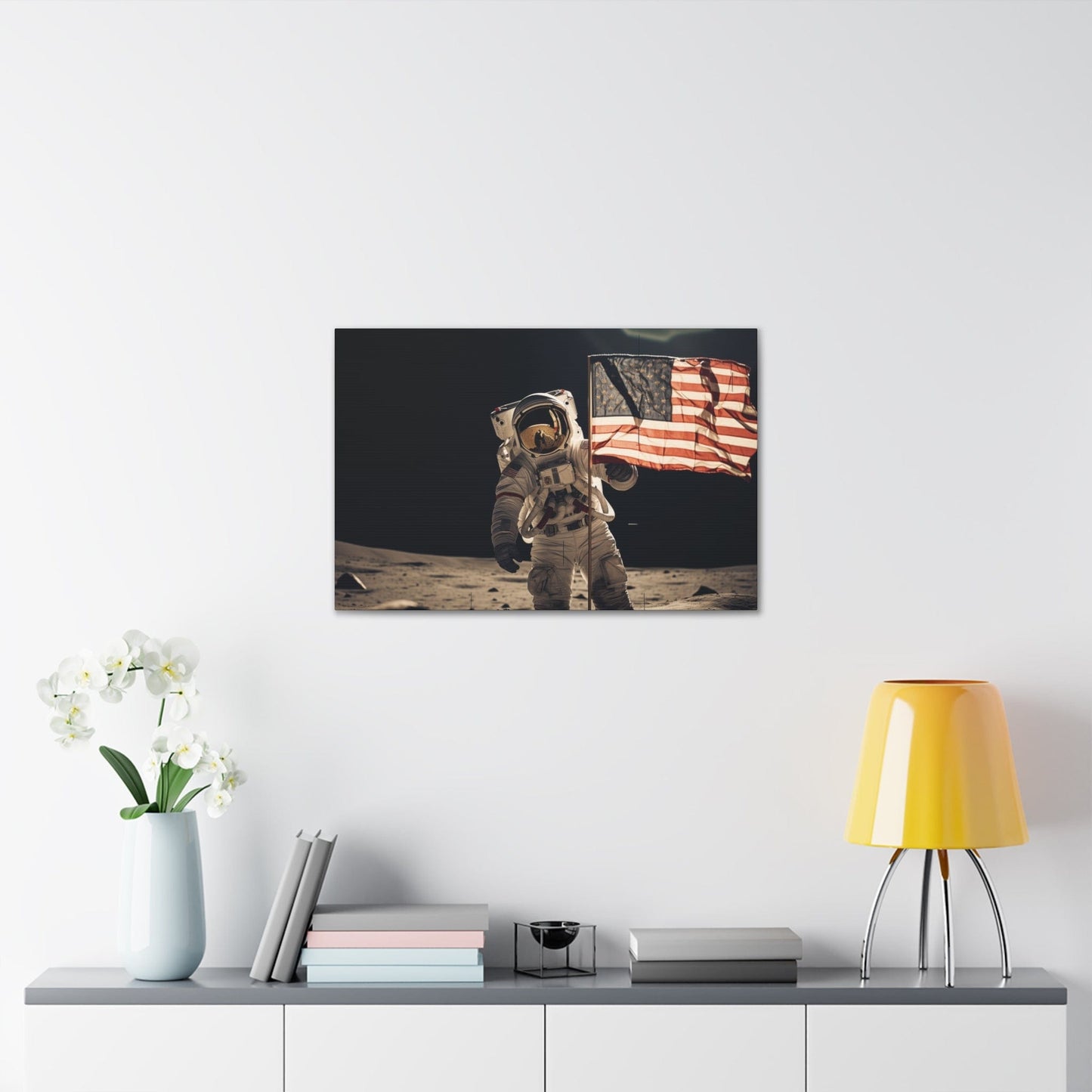 Canvas Astronaut Moon Flag Planting Canvas