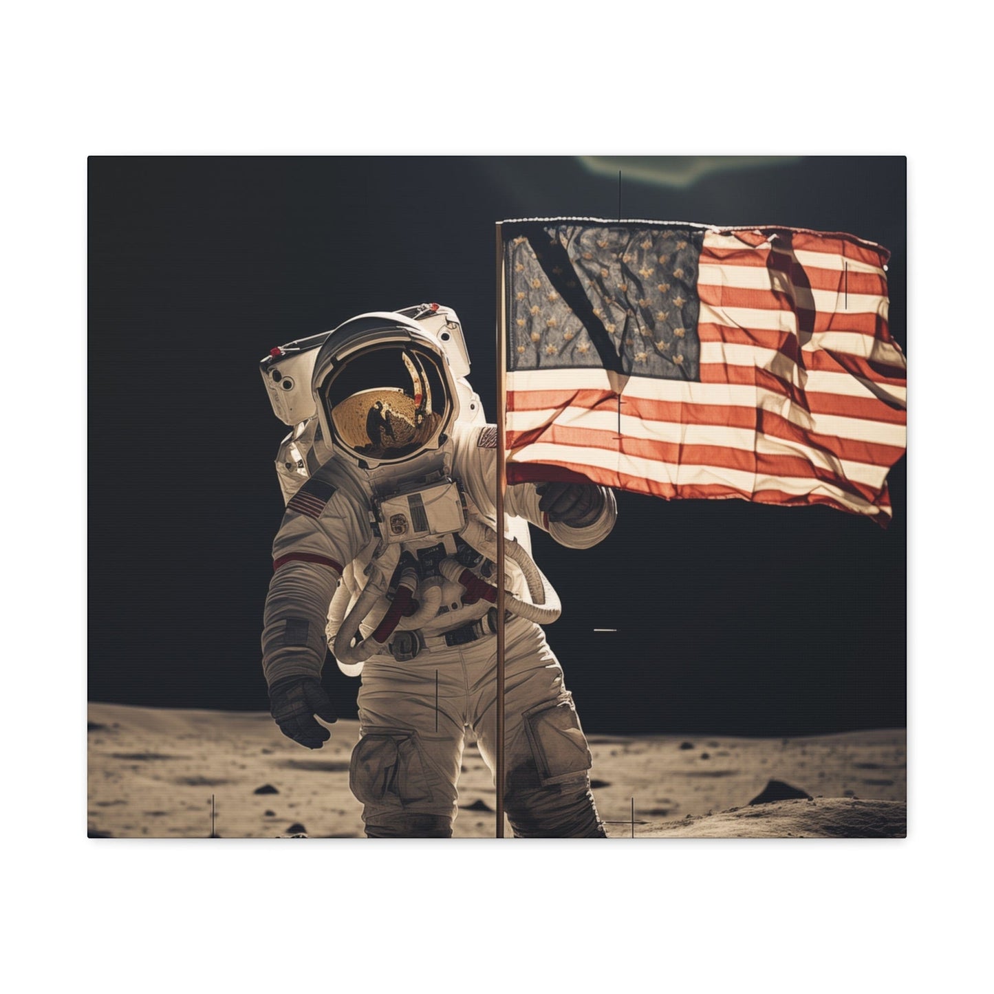 Canvas Astronaut Moon Flag Planting Canvas