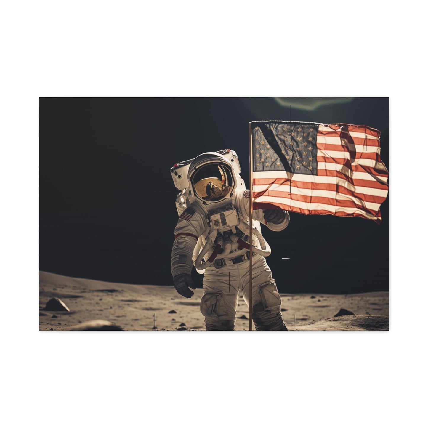 Canvas Astronaut Moon Flag Planting Canvas