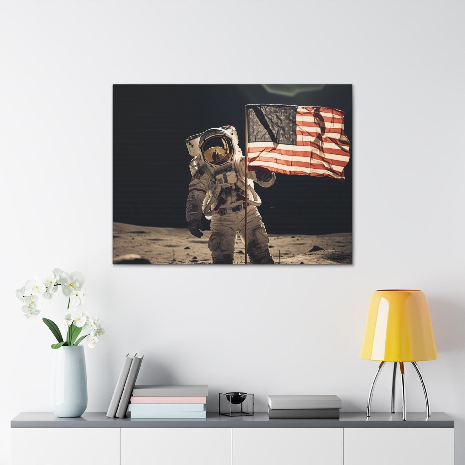 Canvas Astronaut Moon Flag Planting Canvas