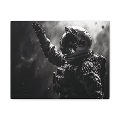 Canvas Saluting Space Explorer in Monochrome