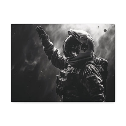 Canvas Saluting Space Explorer in Monochrome