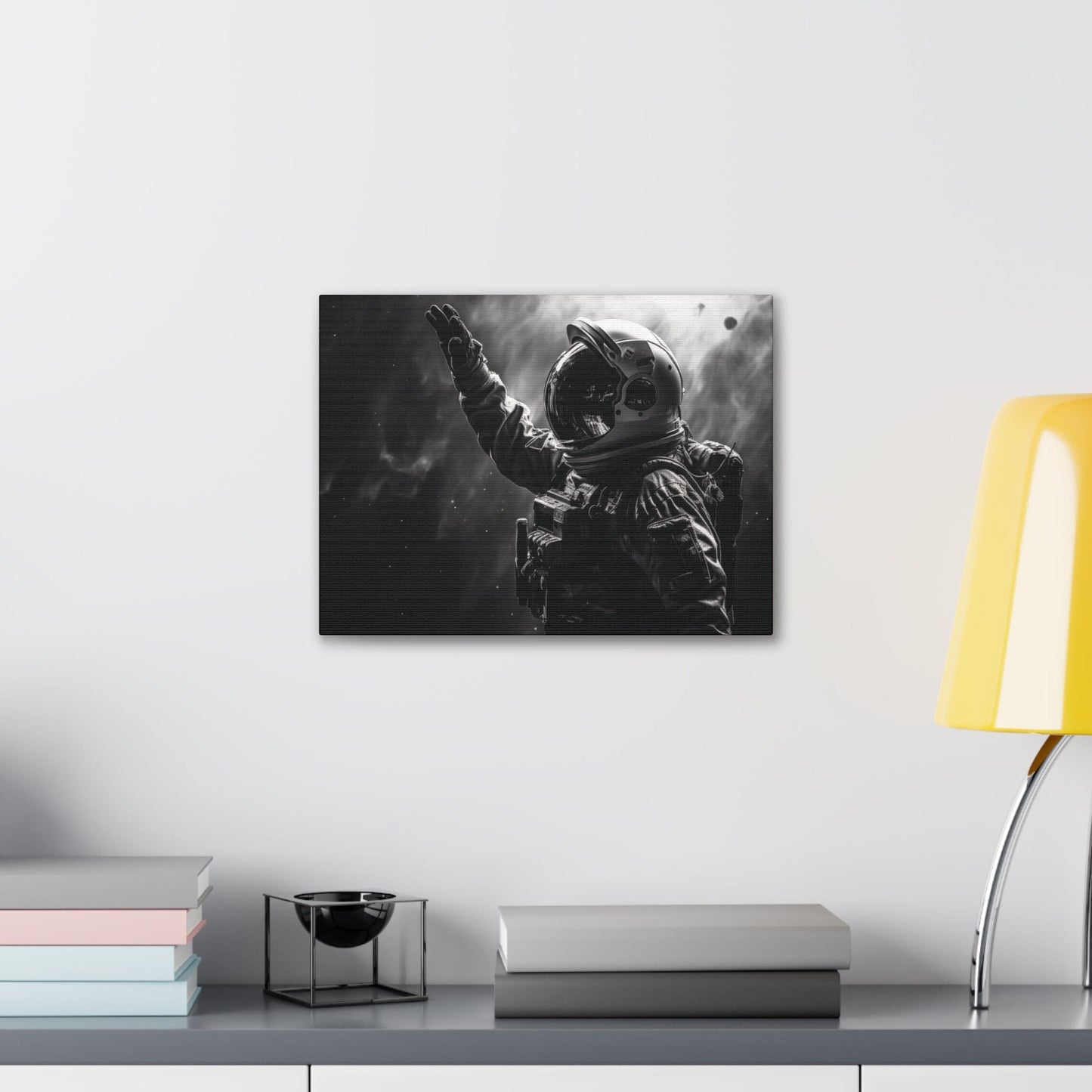 Canvas Saluting Space Explorer in Monochrome