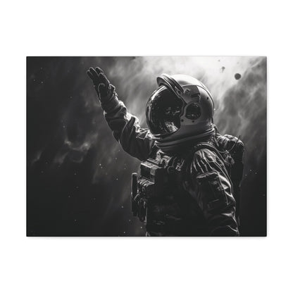 Canvas Saluting Space Explorer in Monochrome