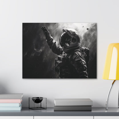 Canvas Saluting Space Explorer in Monochrome