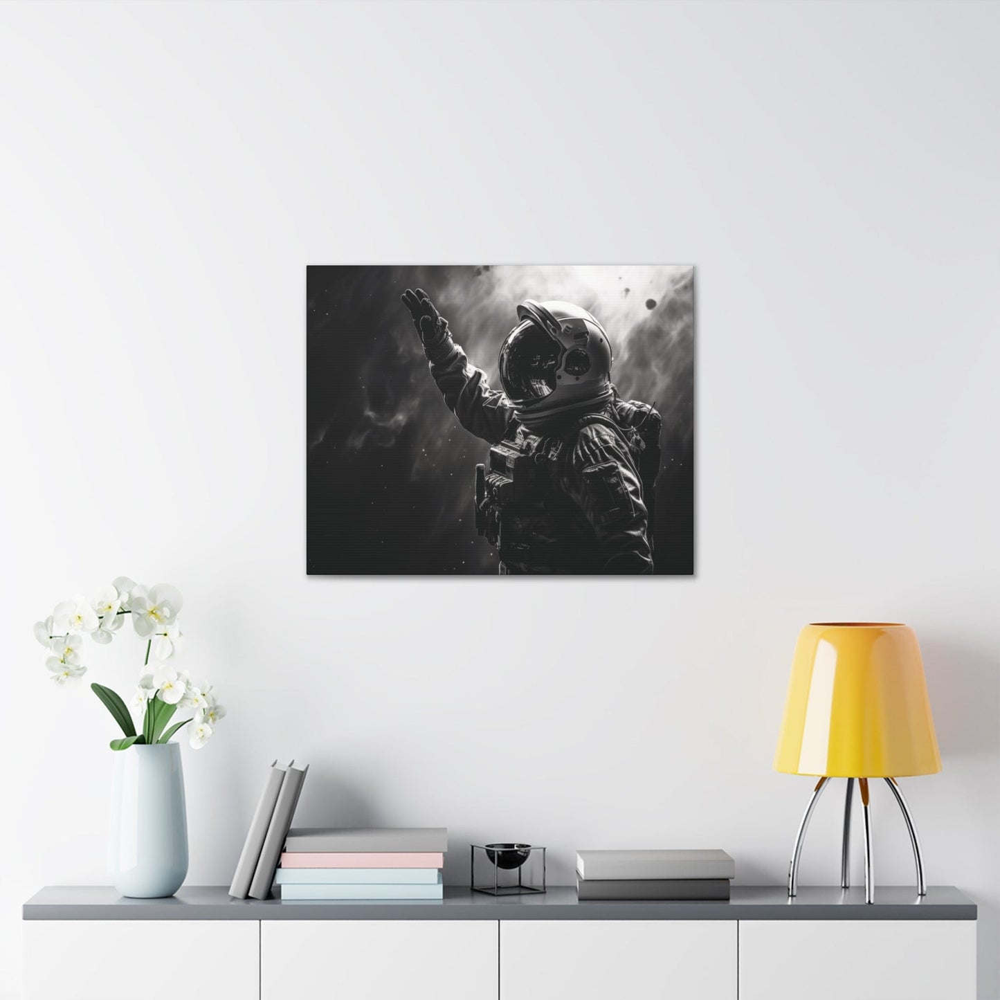 Canvas Saluting Space Explorer in Monochrome