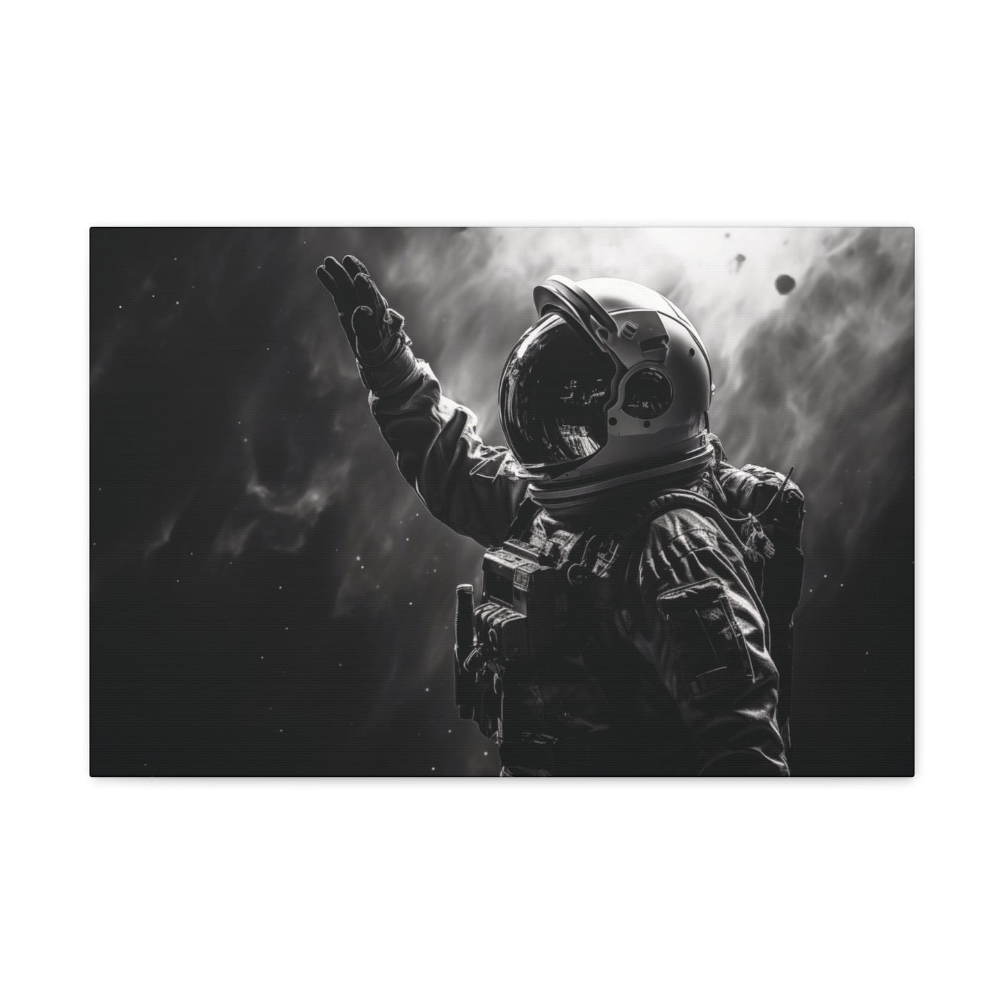 Canvas Saluting Space Explorer in Monochrome