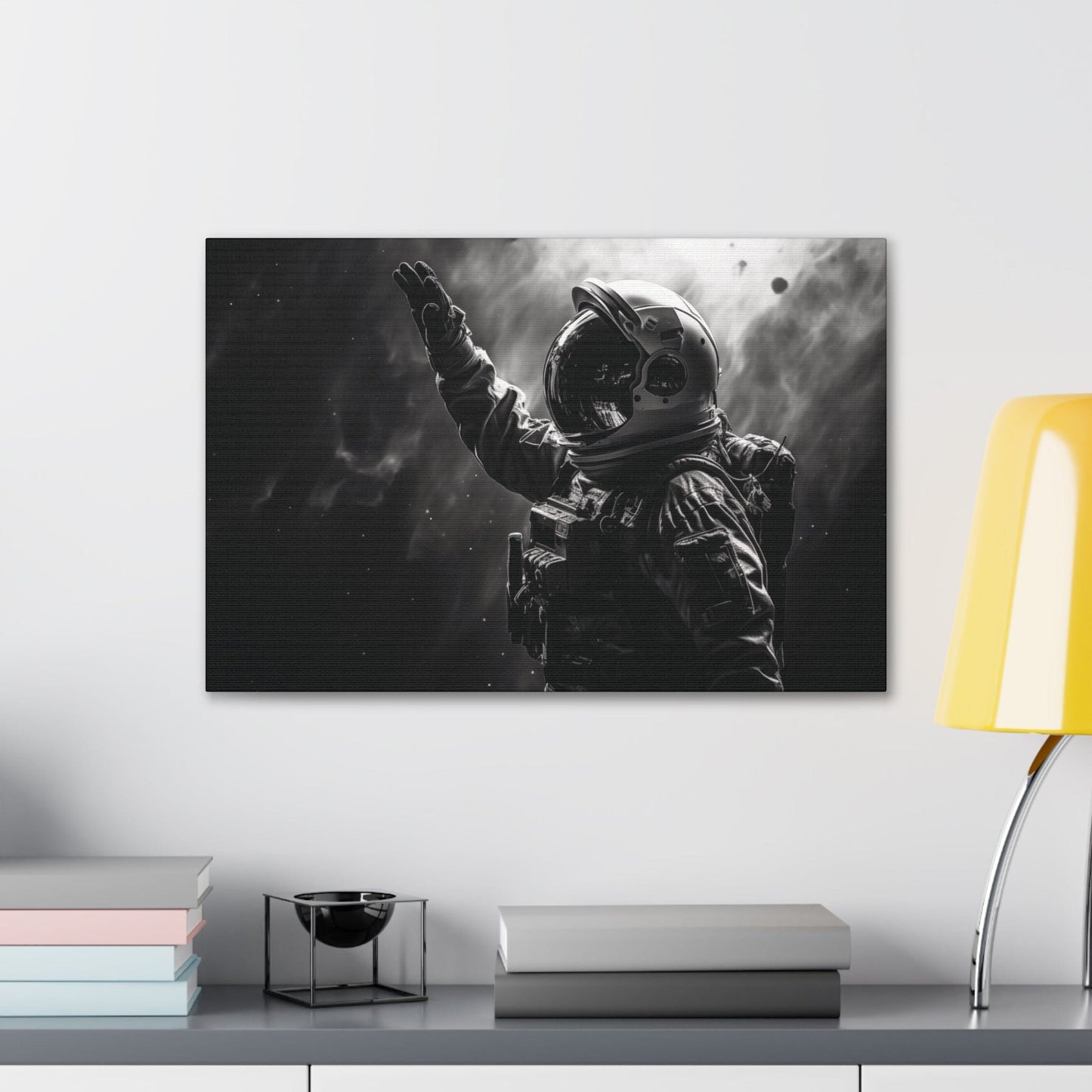 Canvas Saluting Space Explorer in Monochrome