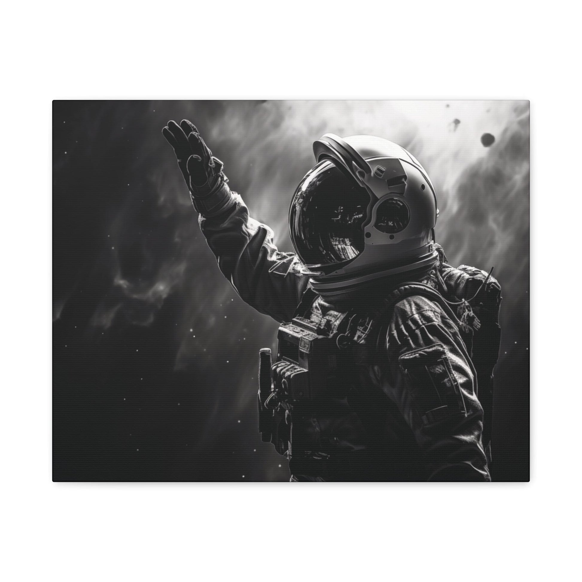 Canvas Saluting Space Explorer in Monochrome