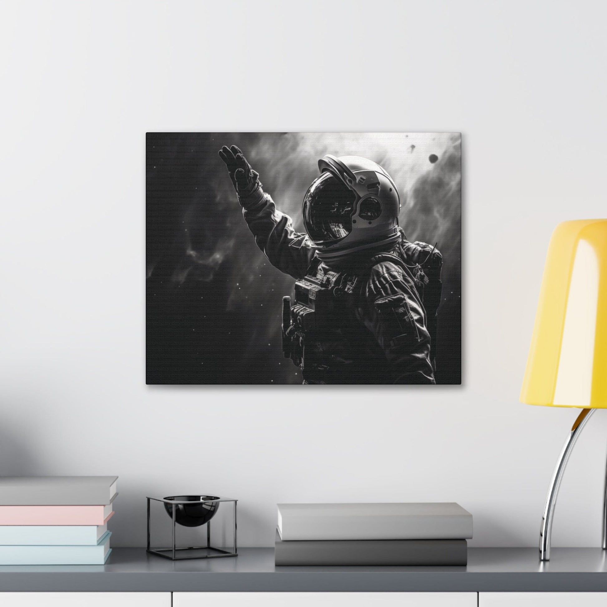 Canvas Saluting Space Explorer in Monochrome