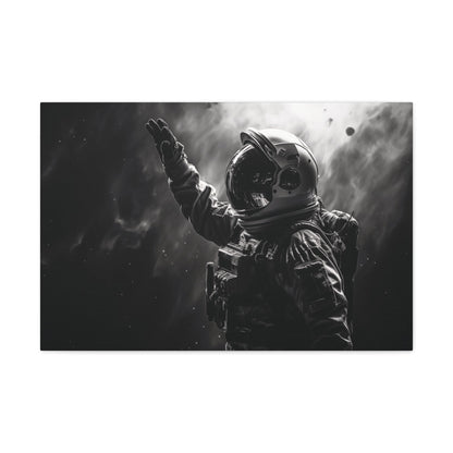 Canvas Saluting Space Explorer in Monochrome