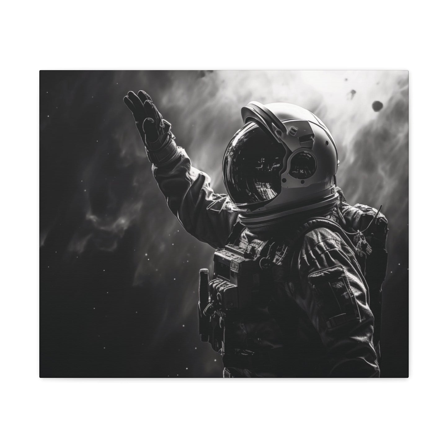 Canvas Saluting Space Explorer in Monochrome