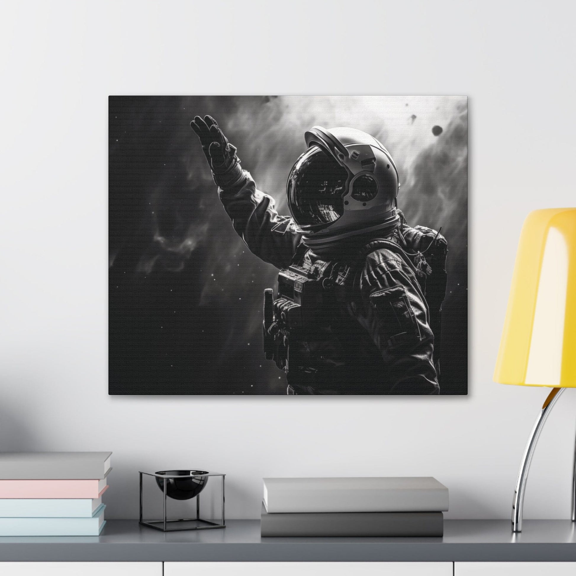 Canvas Saluting Space Explorer in Monochrome