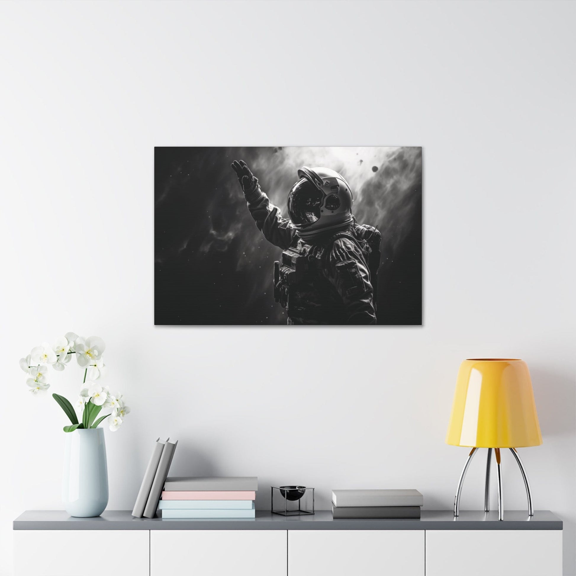 Canvas Saluting Space Explorer in Monochrome