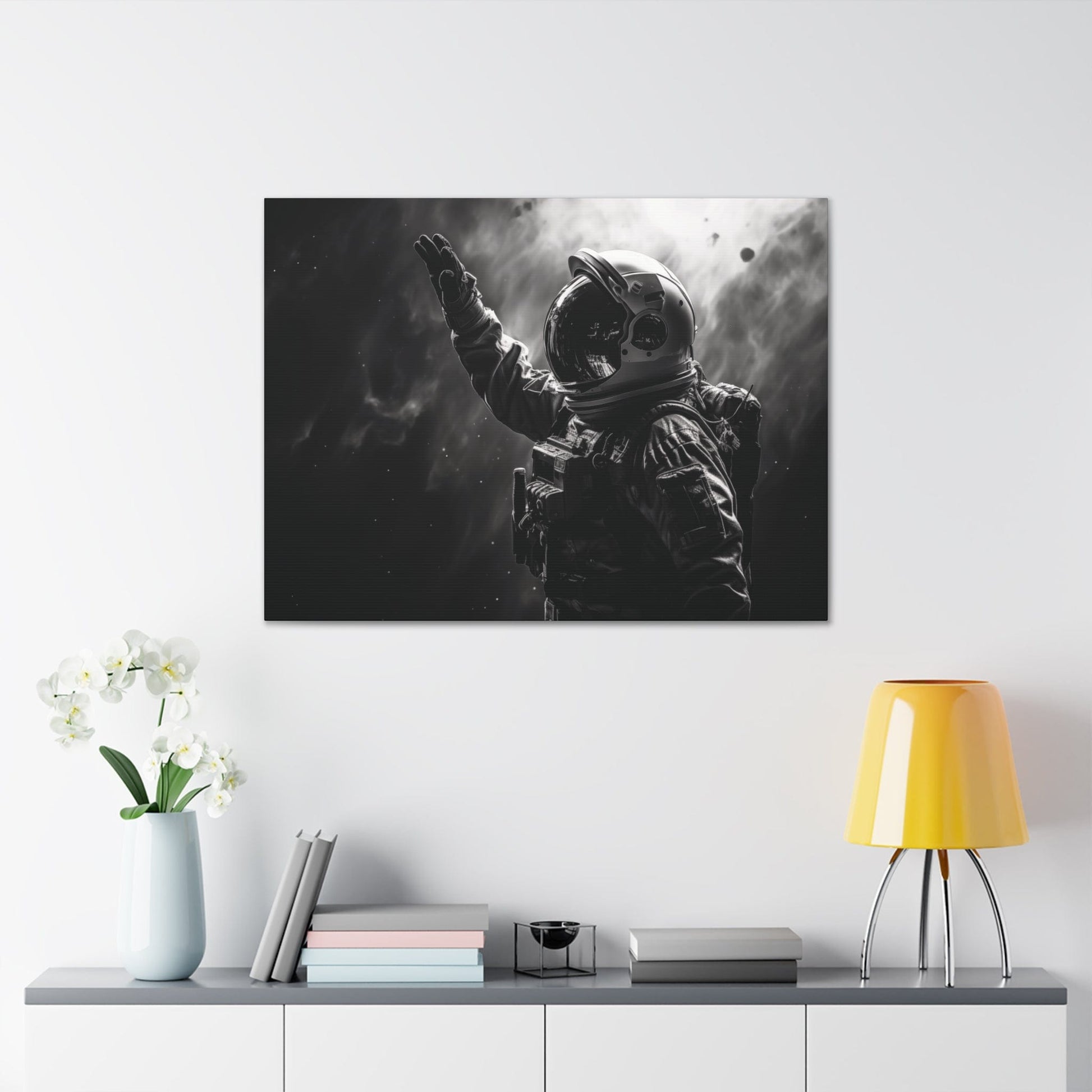 Canvas Saluting Space Explorer in Monochrome