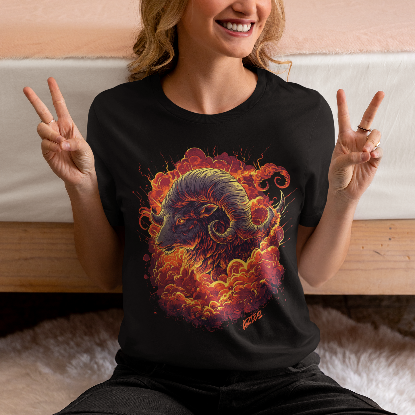 Aries Inferno Charge Tarot Card T-Shirt