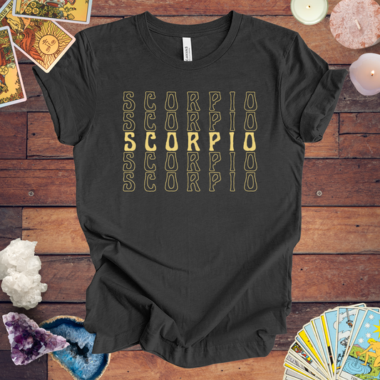 Scorpio Repetition - Minimalist Zodiac T-Shirt