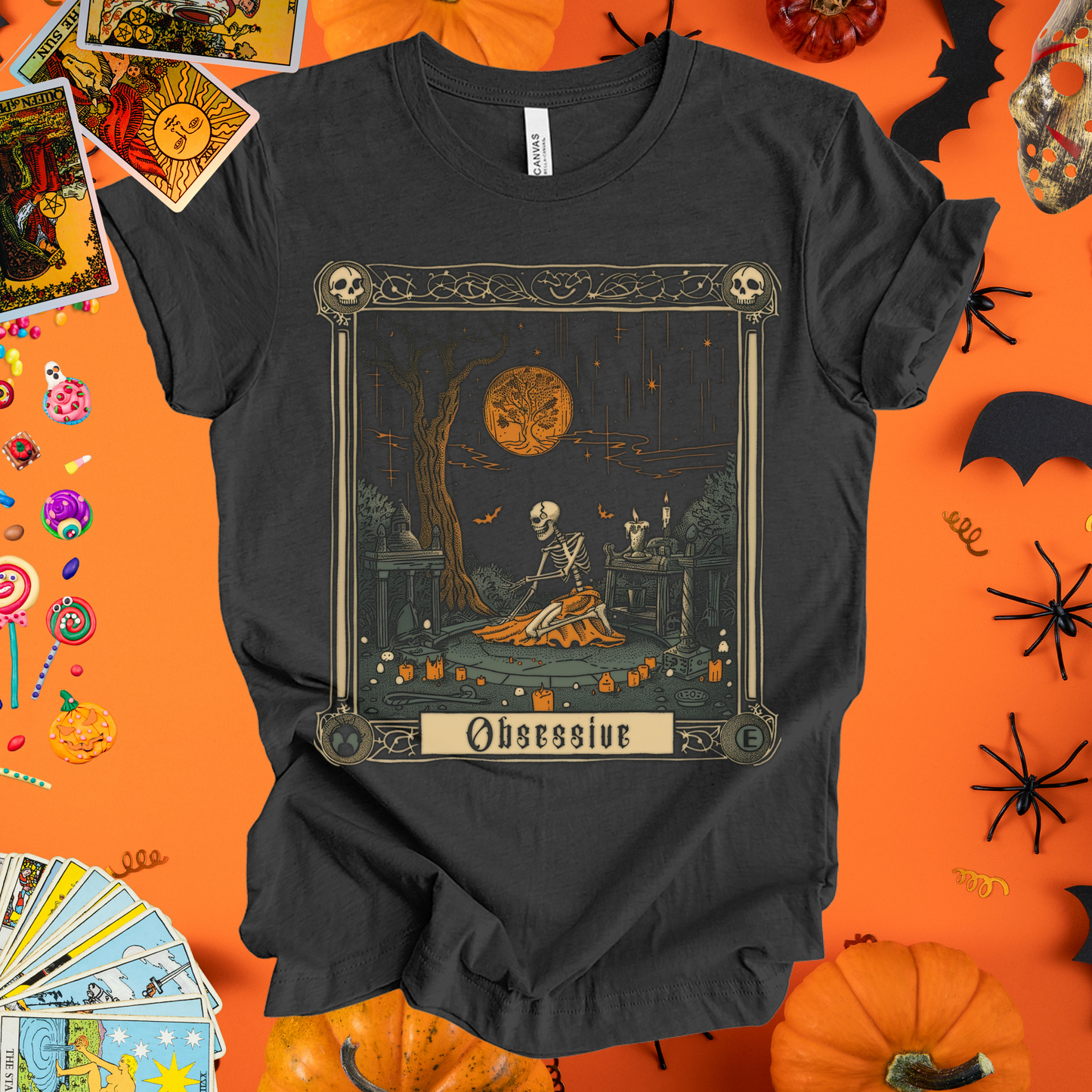 Obsessive Skeleton Tarot Card T-Shirt  - Halloween Limited Edition