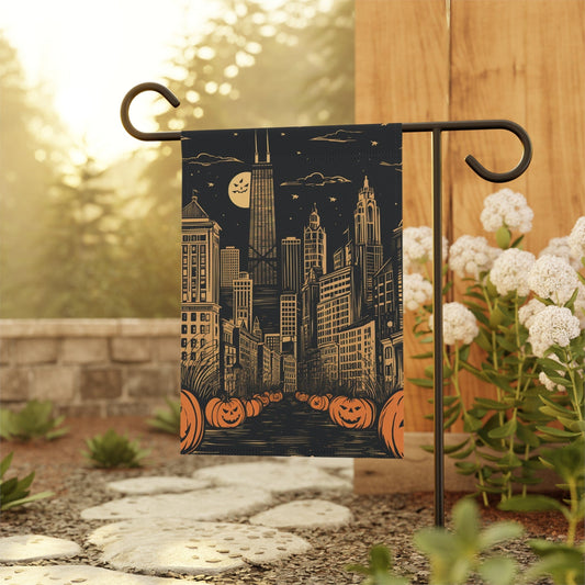 Home Decor 12'' × 18'' Chicago Halloween Garden & House Banner