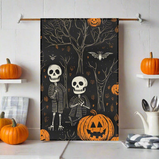 Home Decor 16'' × 25'' Halloween Kitchen Towel: Spooky Skulls