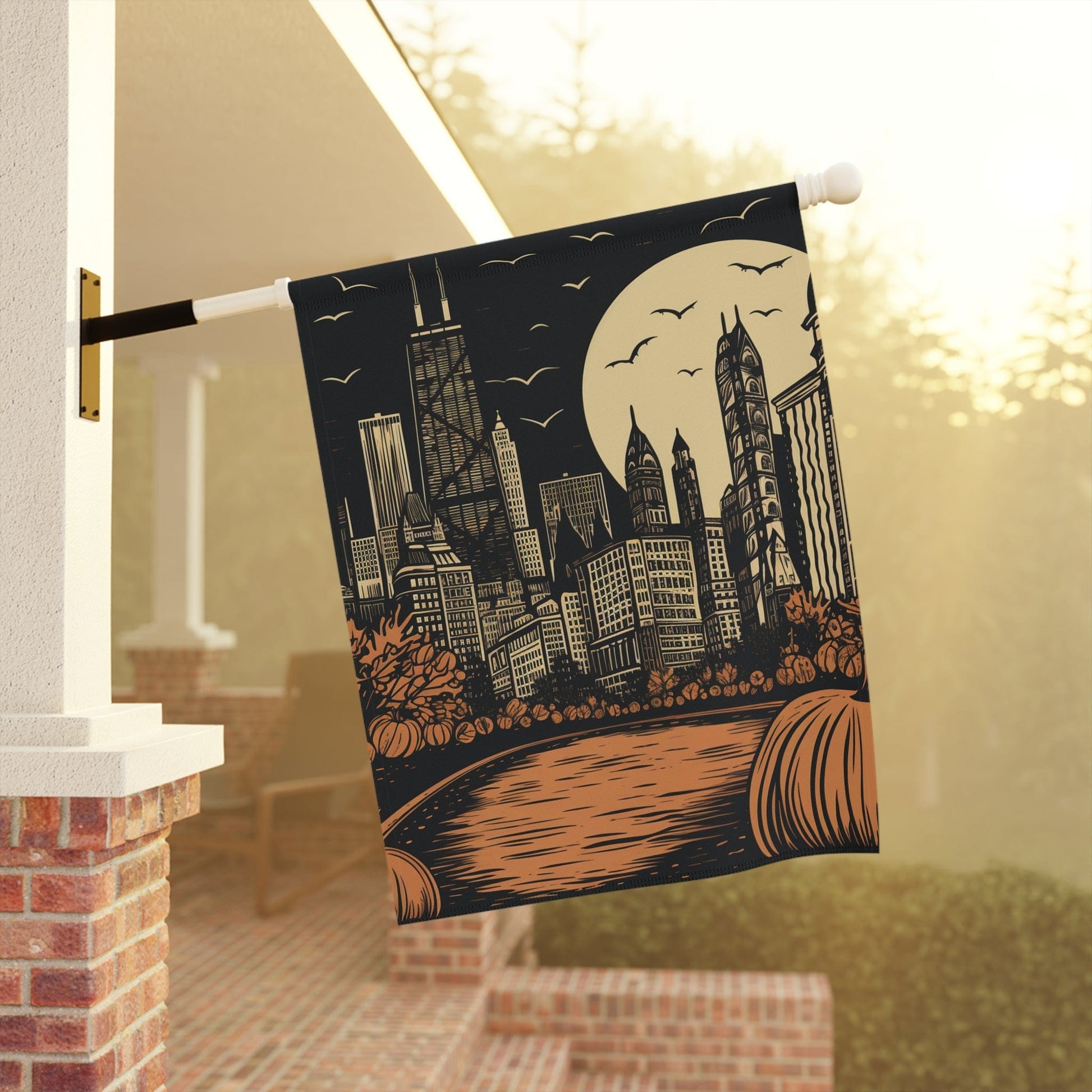 Home Decor 24.5'' × 32'' Vintage Chicago John Hancock - Downtown Chicago - Flag & Banner - Halloween