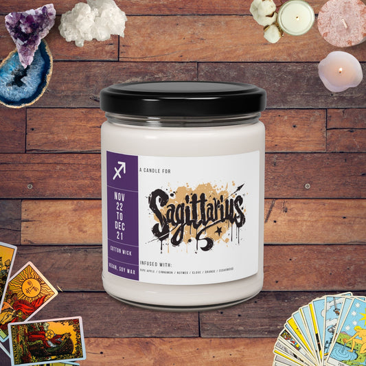 Home Decor Apple Harvest / 9oz Sagittarius Zodiac Scented Soy Candle Collection – Flames of the Archer