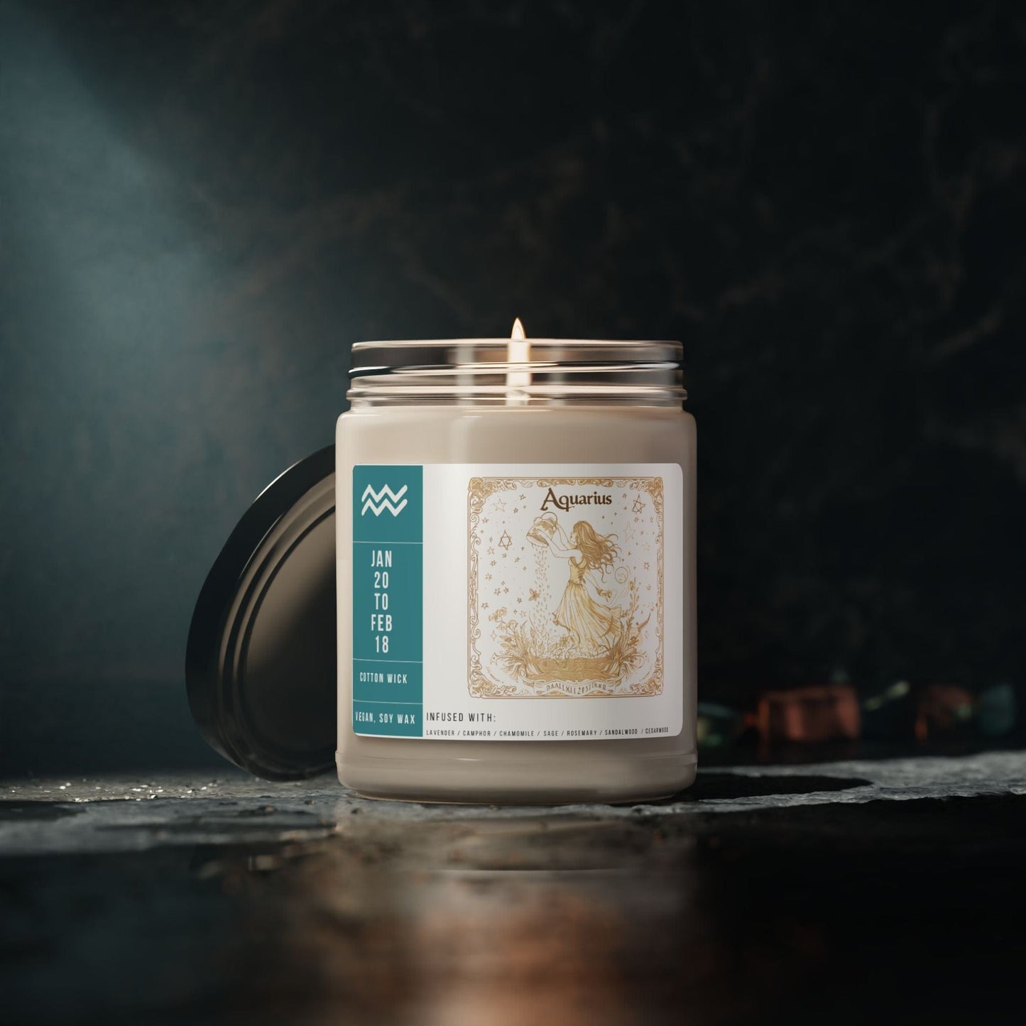 Home Decor Aquarius Zodiac Scented Soy Candle Collection – Breeze of the Innovator