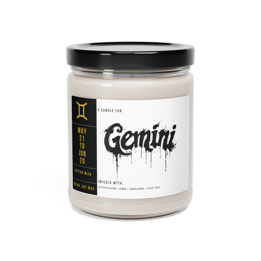 Home Decor Clean Cotton / 9oz Gemini Zodiac Scented Soy Candle Collection – Whispers of the Twins