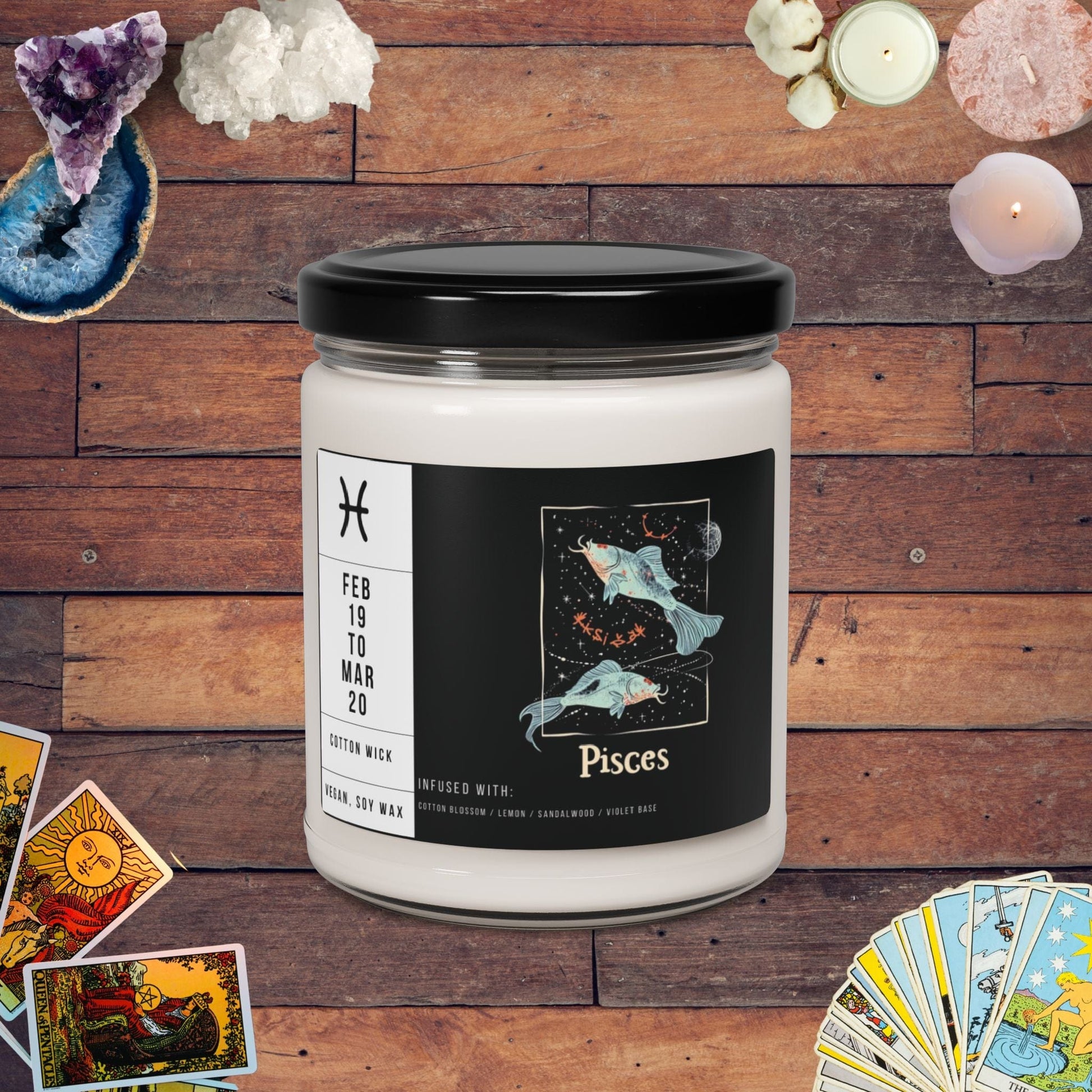 Home Decor Clean Cotton / 9oz Pisces Zodiac Scented Soy Candle Collection – Depths of the Dreamer