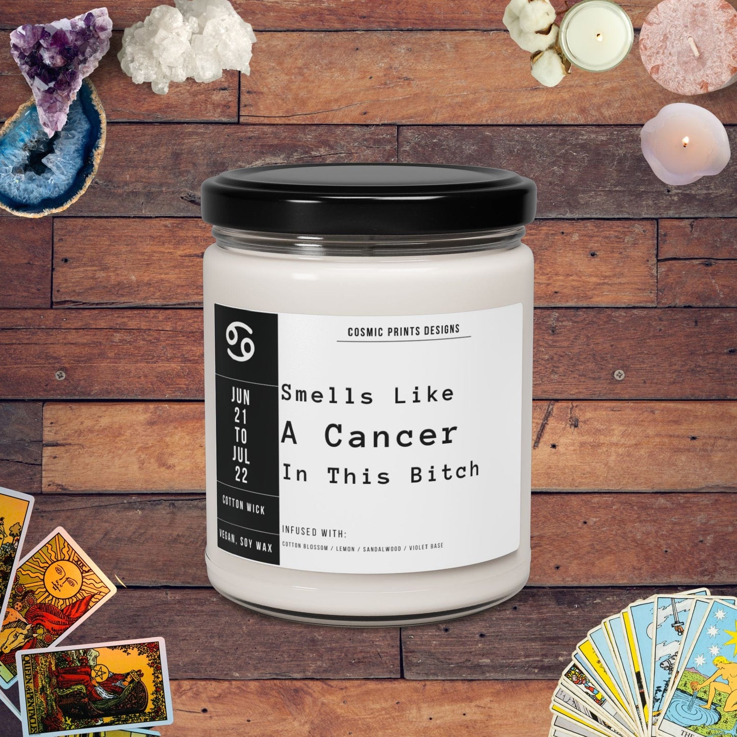 Home Decor Clean Cotton / 9oz Smells Like Cancer Candle – The Zodiac Collection