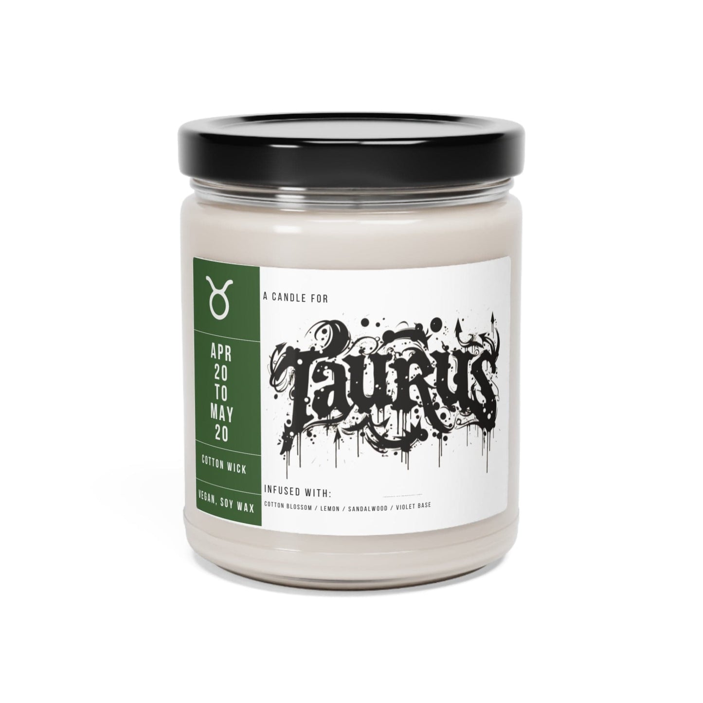 Home Decor Clean Cotton / 9oz Taurus Zodiac Scented Soy Candle Collection – Essence of the Earth