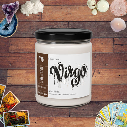 Home Decor Clean Cotton / 9oz Virgo Zodiac Scented Soy Candle Collection – Whisper of the Maiden