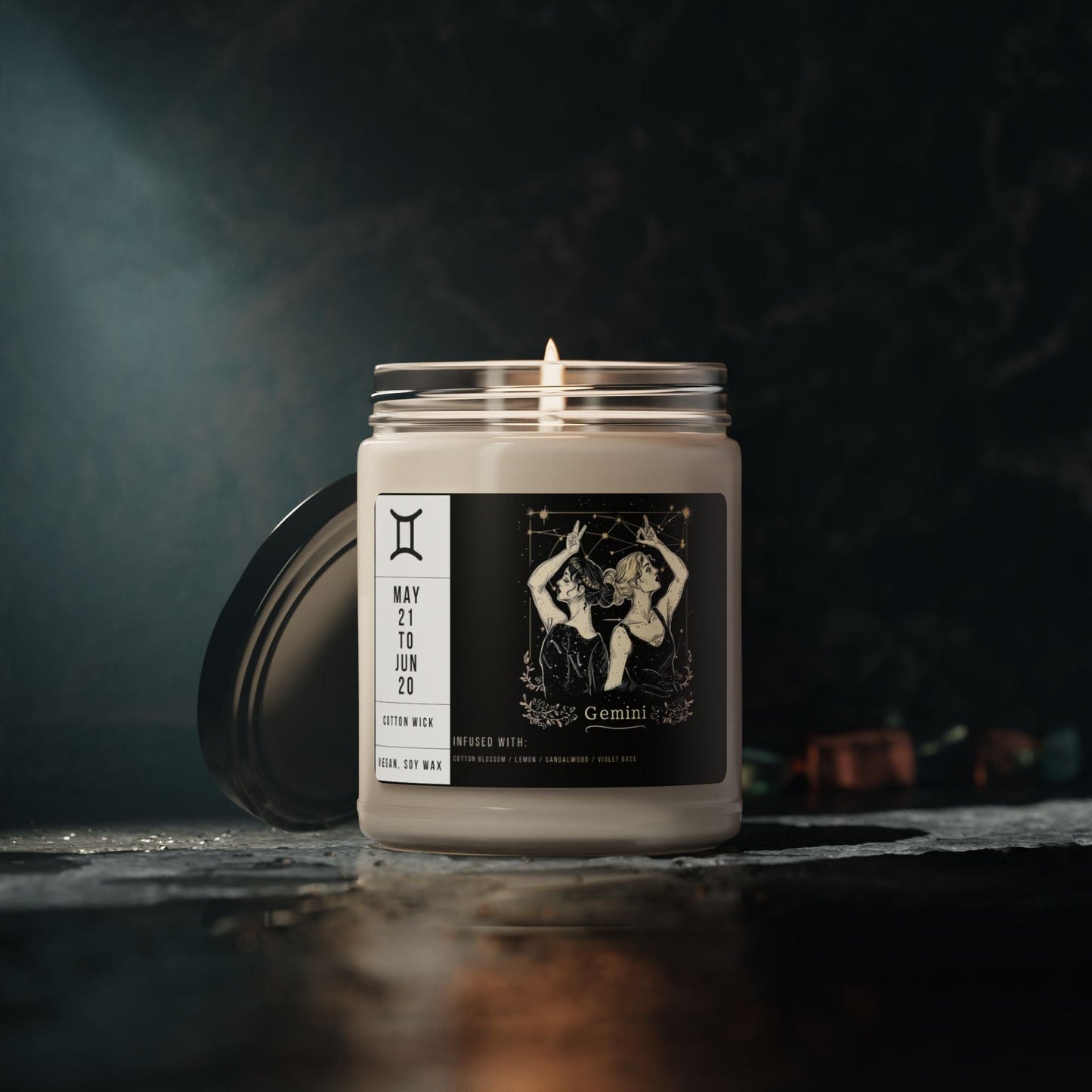 Home Decor Gemini Zodiac Scented Soy Candle Collection – Whispers of the Twins