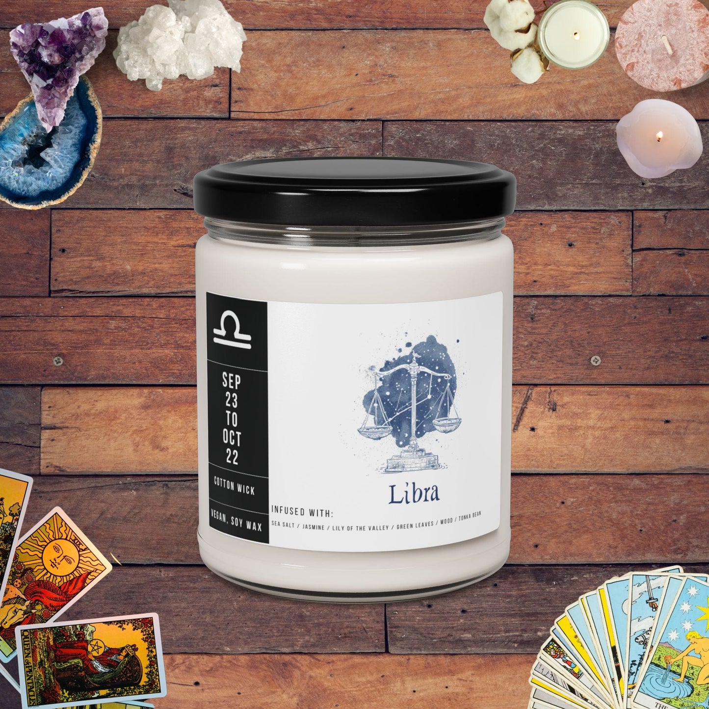 Home Decor Sea Salt + Orchid / 9oz Libra Zodiac Scented Soy Candle Collection – Harmony of the Scales