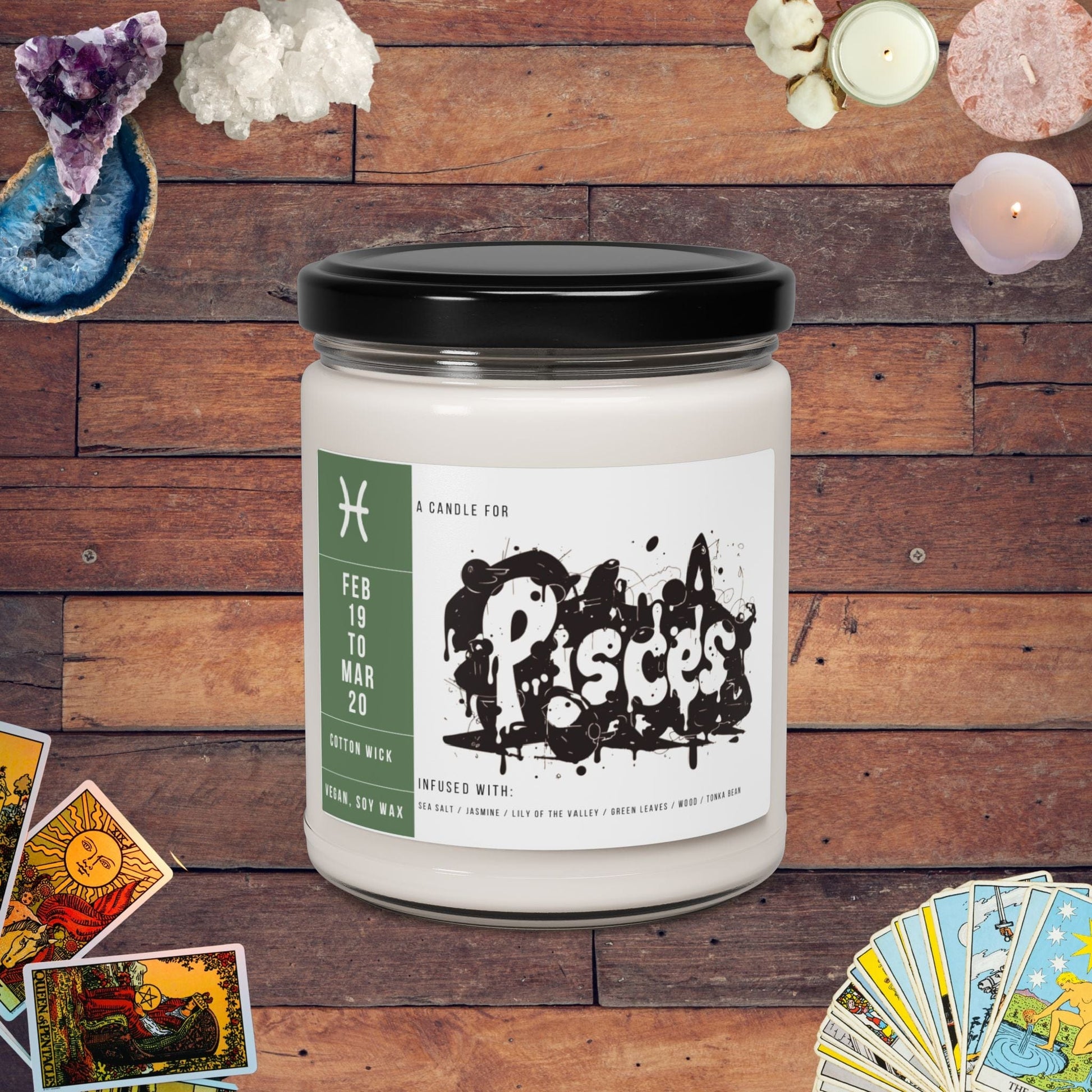 Home Decor Sea Salt + Orchid / 9oz Pisces Zodiac Scented Soy Candle Collection – Dreams of the Deep