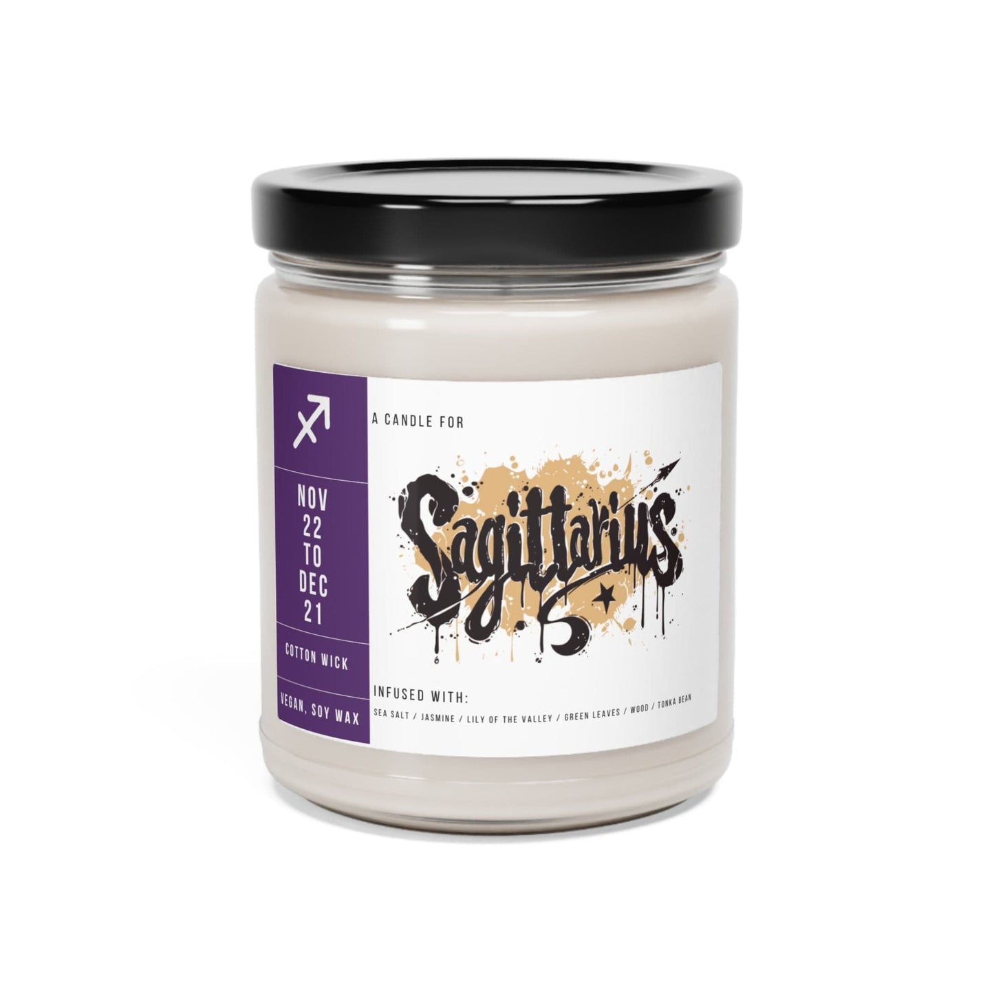 Home Decor Sea Salt + Orchid / 9oz Sagittarius Zodiac Scented Soy Candle Collection – Flames of the Archer