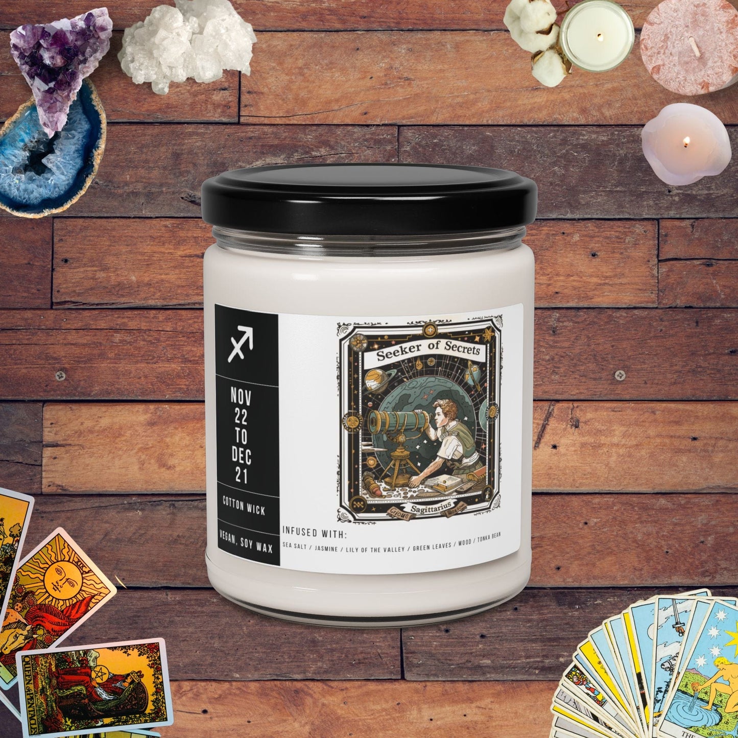 Home Decor Sea Salt + Orchid / 9oz Sagittarius Zodiac Scented Soy Candle Collection – Horizon of the Archer