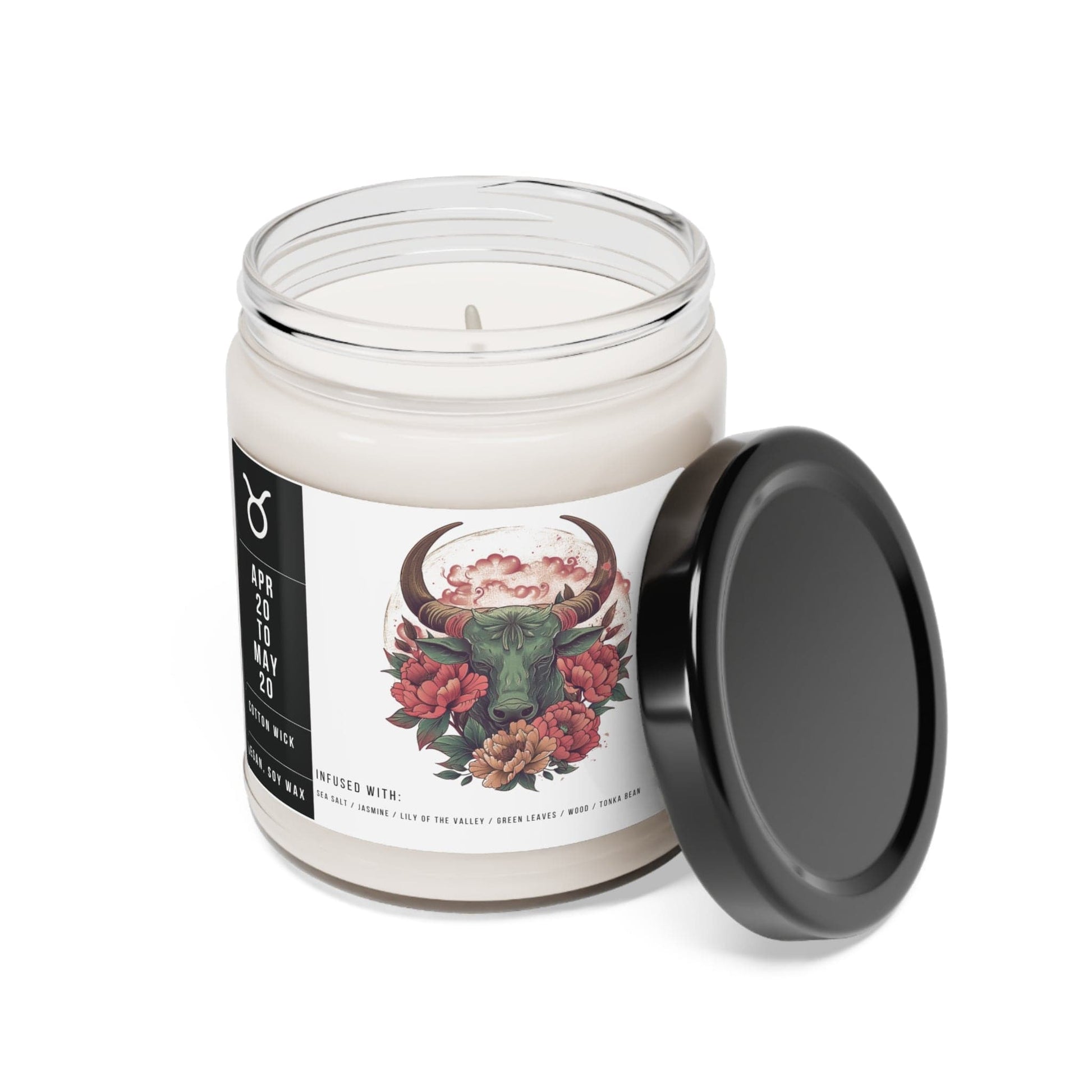 Home Decor Sea Salt + Orchid / 9oz Taurus Zodiac Scented Soy Candle Collection – Essence of the Earth