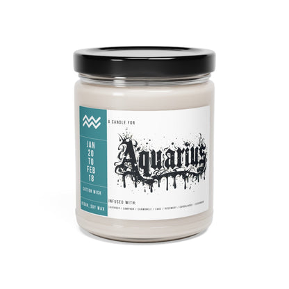 Home Decor White Sage + Lavender / 9oz Aquarius Zodiac Scented Soy Candle Collection – Enlightening Auras