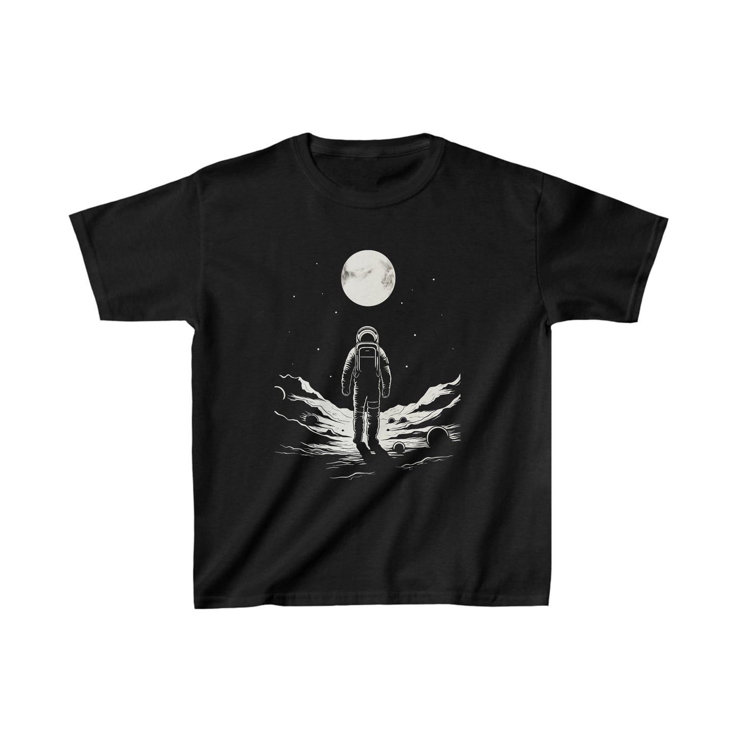 Kids clothes XS / Black Youth Lone Astronaut Moon Explorer T-Shirt
