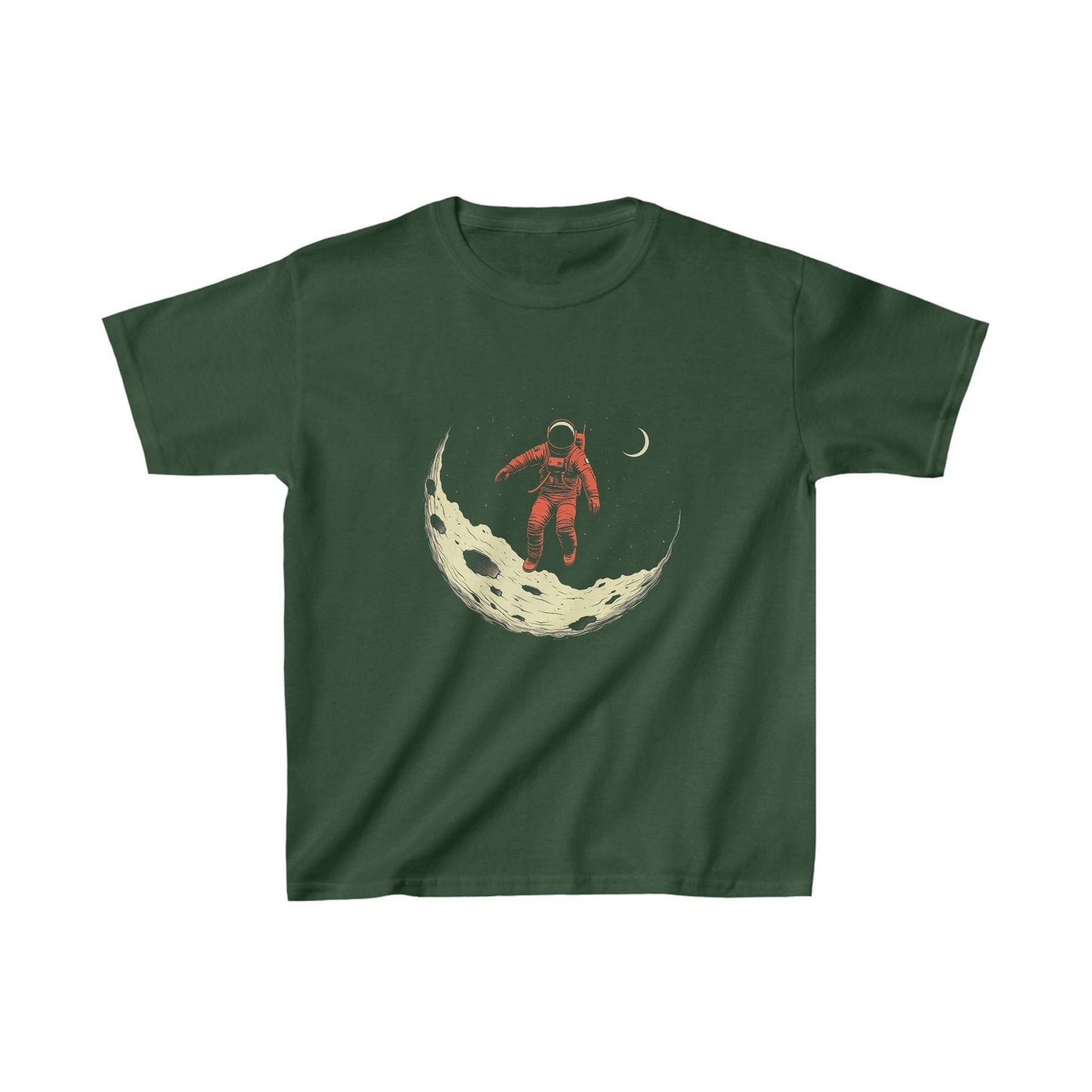 Kids clothes XS / Forest Green Youth Astronaut Moon Explorer T-Shirt