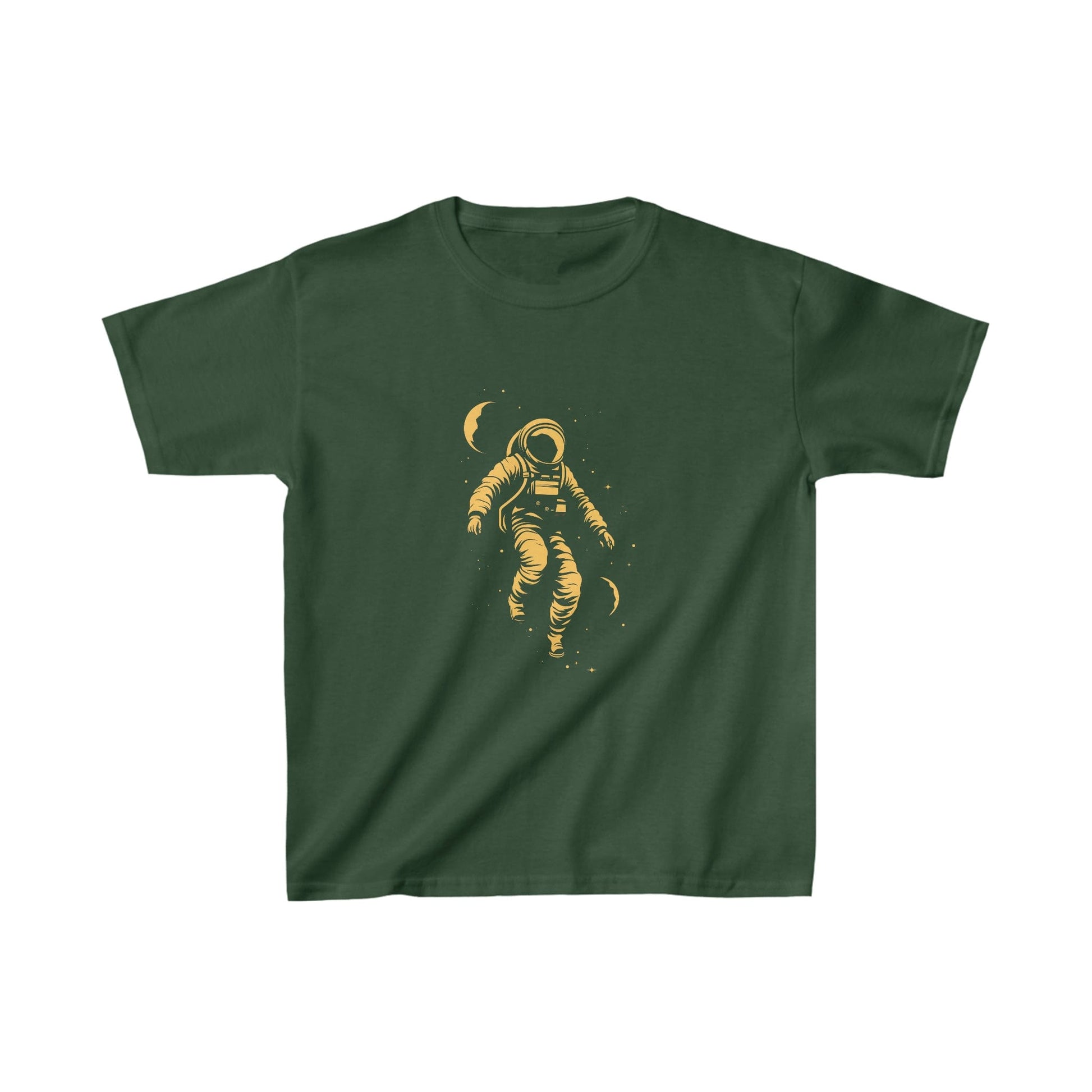 Kids clothes XS / Forest Green Youth Cosmic Wanderer: Astronaut in Cosmic Embrace T-Shirt