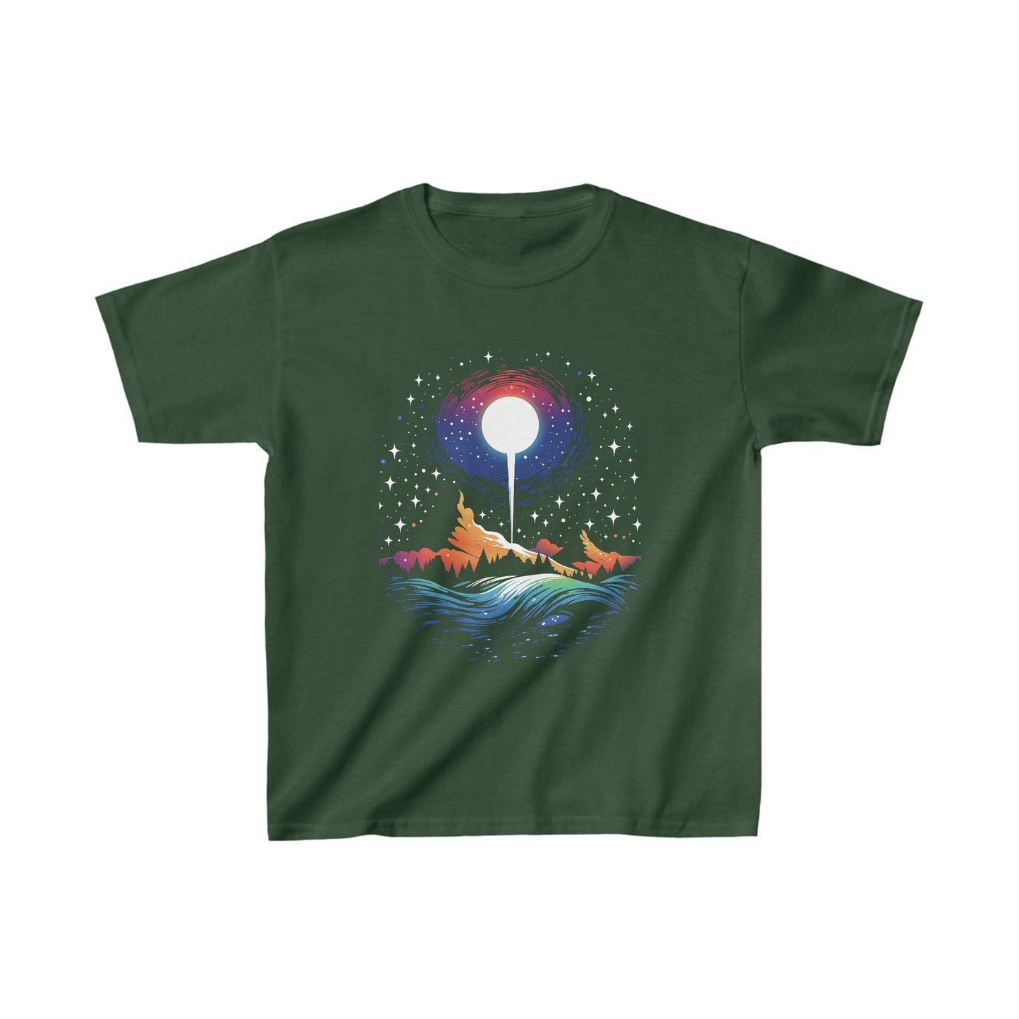 Kids clothes XS / Forest Green Youth Galactic Mountain: Celestial Serenity T-Shirt