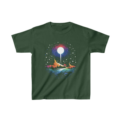 Kids clothes XS / Forest Green Youth Galactic Mountain: Celestial Serenity T-Shirt