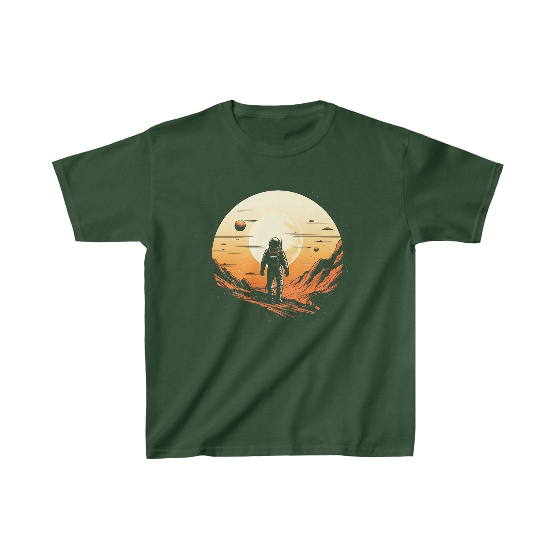 Kids clothes XS / Forest Green Youth Lunar Explorer: Astronaut on the Moon T-Shirt