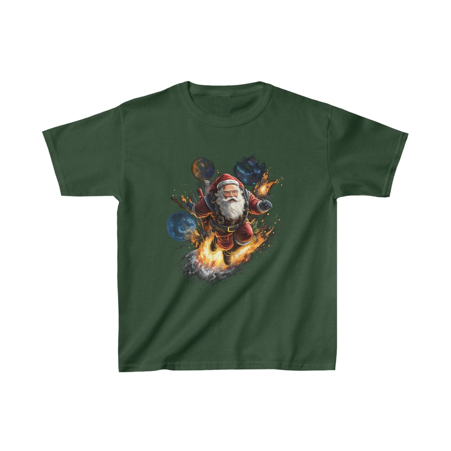 Kids clothes XS / Forest Green Youth Space Santa T-Shirt