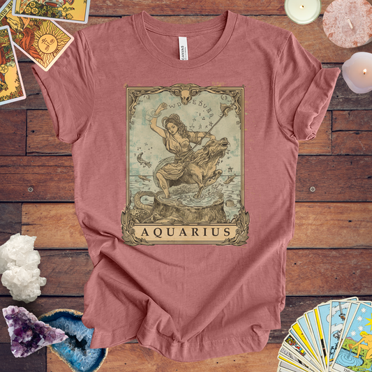 Navigating Mystical Seas: Aquarius Tarot Card T-Shirt