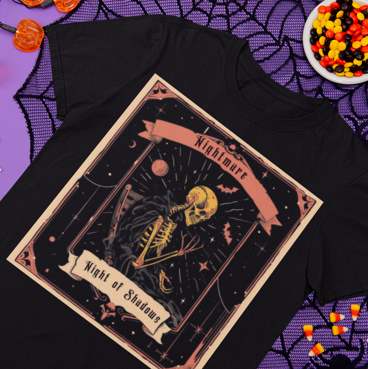 Nightmare Night of Shadows Tarot Card T-Shirt - Halloween Limited Edition